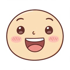 Fototapeta premium Happy Cartoon Face with Pink Cheeks