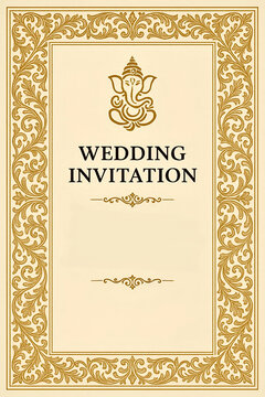 Indian Hindu Wedding Card Invite Invitation Marriage Design Template Ceremony Format Copy Royal Floral Designs Blank Greeting Ganesh Ganesha Ganpati colour print edit blank poster tradition culture 