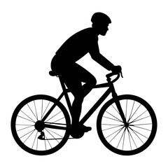 Fototapeta premium black isolated silhouette of a man riding a bike