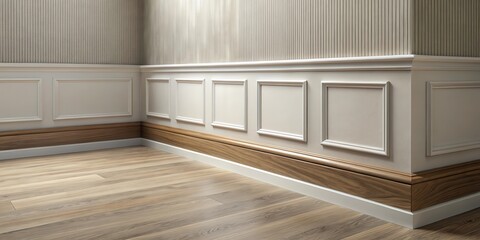 Elegant Interior Corner with Wood Baseboard and Paneling
