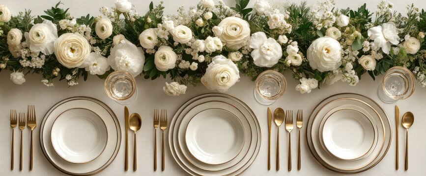 Elegant table setting with floral centerpiece