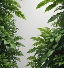 Naklejka premium Lush green leaves, sharp focus, seamless white space, photography, image, graphic