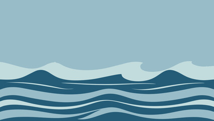 Abstract Ocean Waves Background in Blue Tones
