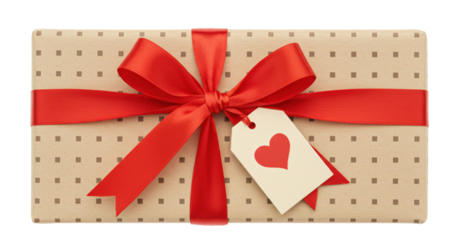 Isolated Gift Box with Red Ribbon