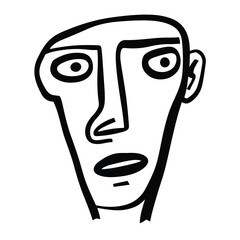 Abstract Human Face Line Art Minimalist Portrait Design Black And White