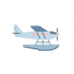 Fototapeta premium Light Blue Seaplane on Water