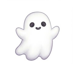 Obraz premium Cute Cartoon White Ghost Illustration