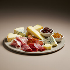Gourmet Cheese and Charcuterie Board A Delicious Spread of Fine Cheeses, Meats, and Preserves