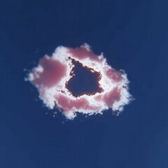Close-up spiral rift in sky, dusk light refracting through clouds