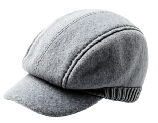 A stylish grey flat cap, perfect for adding a touch of classic style.