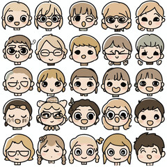 Diverse Cartoon Character Heads With Expressive Emotions And Various Hairstyles Illustration