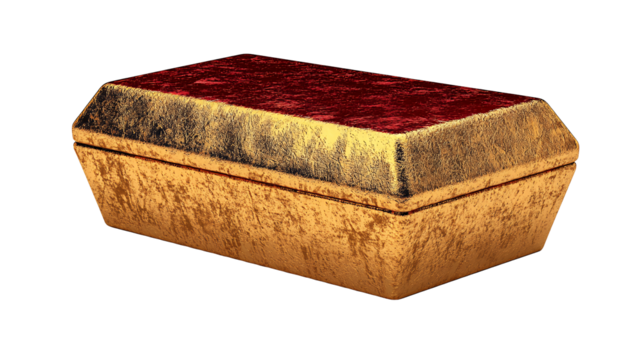 Golden Textured Rectangular Box with Dark Red Top