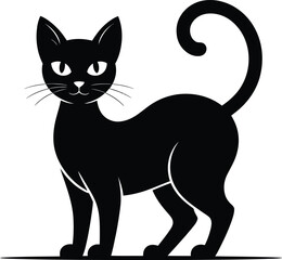 cat, blackcat, silhouette, vector, pet, feline, minimalist, halloween, animal, sideview, cute, elegant, whiskers, profile, tail, flatdesign, clipart, domestic, simple, isolated, cats, paw