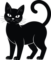 cat, blackcat, silhouette, vector, pet, feline, minimalist, halloween, animal, sideview, cute, elegant, whiskers, profile, tail, flatdesign, clipart, domestic, simple, isolated, cats, paw