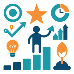 Growth and Success Icon Set Collection