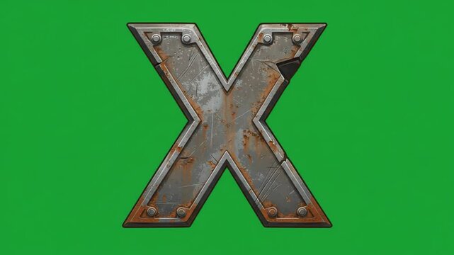 錆びた金属 X 字 アルファベット 緑背景 強烈