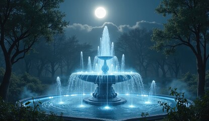 fountain at night