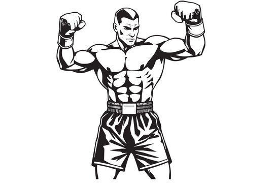 recommend clip art: A boxer stands with pose vector silhouette isolated vector on white Background.