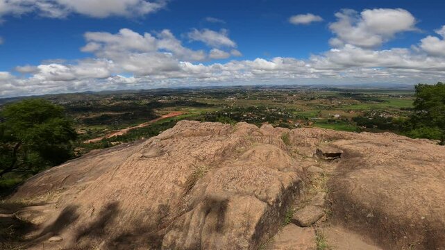 A unique view of Antananarivo surroundings from the Royal Palace Rock (Rova), Madagascar