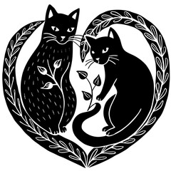 black cat with heart