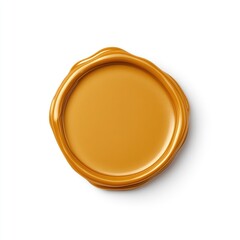 Wax seal in rich caramel color with a smooth finish on white background