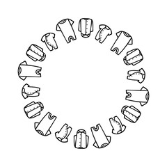 シンプルな手書きのかわいいベビー服のフレーム