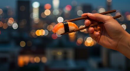 A diverse collection of sushi-themed visuals—from traditional nigiri and fusion rolls to cute characters, abstract art, fantasy worlds, and futuristic settings, capturing sushi in every creative form