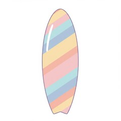 Pastel Rainbow Striped Surfboard Illustration