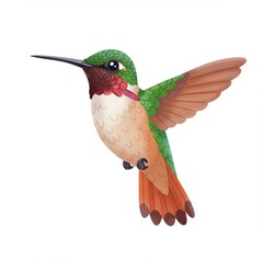 Obraz premium Colorful Hummingbird in Flight, White Background
