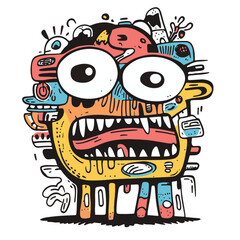 Abstract Cartoon Character Illustration With Bold Colors And Quirky Details