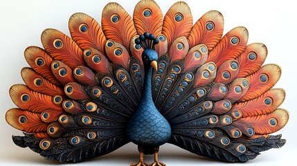 Meticulously handcrafted wooden peacock sculpture showcasing stunning artistic craftsmanship high resolution photo