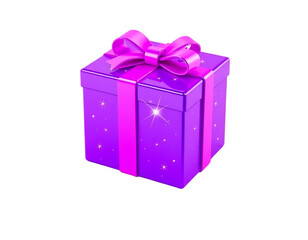 Fototapeta premium Purple Gift Box with Pink Bow and Ribbon