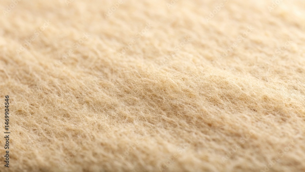 Poster close-up view of a soft, light beige textile with a subtly textured surface, exhibiting a delicate, 