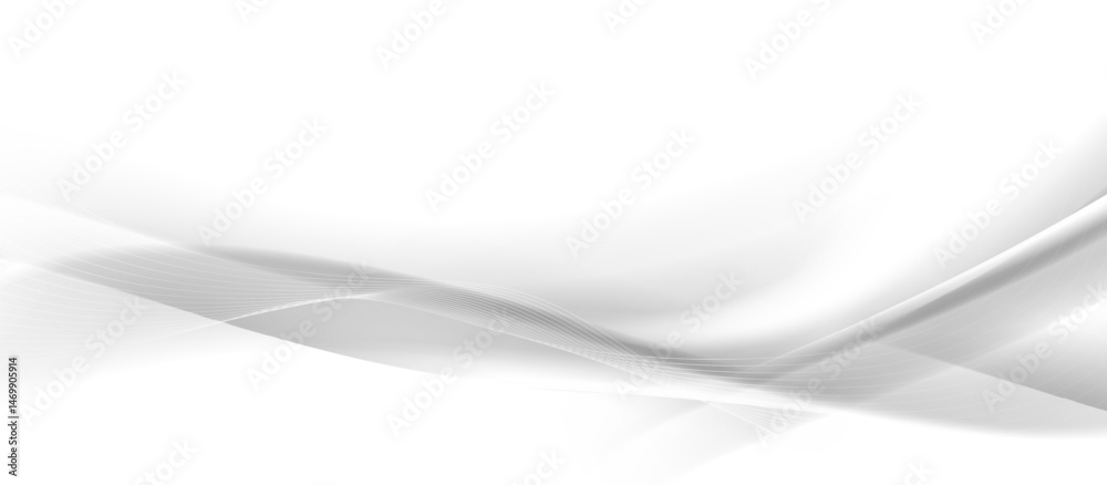 Poster Smooth white abstract background with flowing curved lines