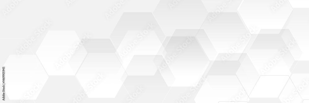 Poster White abstract background with layered transparent hexagons