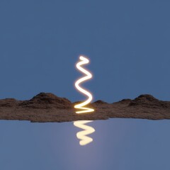 Obraz premium Sharp spiral streak glowing in silence over barren twilight plains