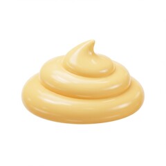 Pale Yellow Creamy Mayonnaise Swirl on White Background