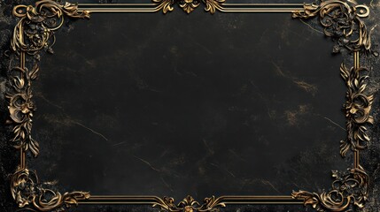 Ornate Gold Frame on Dark Marble