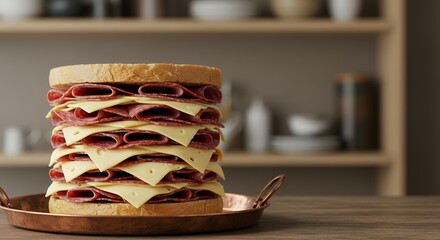 Giant Sandwich with Salami and Cheese