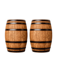 Obraz premium Elegant wooden barrels displayed in an artisan market, highlighting craftsmanship and tradition in a rustic setting at sunset