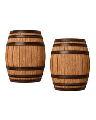 Fototapeta premium Crafted wooden barrels showcase traditional artistry, perfect for rustic decor in a countryside setting