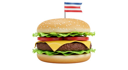 Isolated Burger with American Flag