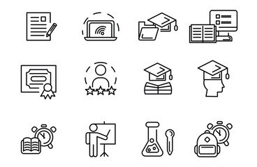 Learnings icons education in simple lines