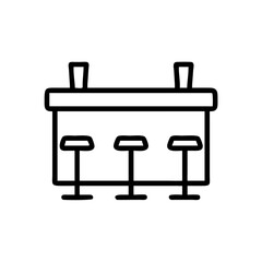 Bar Counter with Stools Seating Icon Design