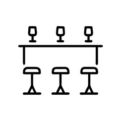 Bar Counter with Stools Seating Icon Design