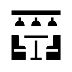 Bar Counter with Stools Seating Icon Design