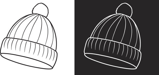 Minimalist Beanie line art vector illustration on a white background