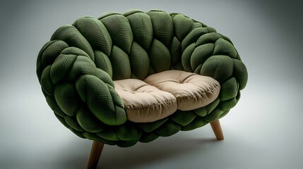 Obraz premium Modern, organic shaped sofa with textured green fabric