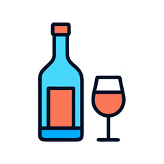 Liquor Glass and Bottle Drink Icon Design