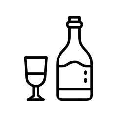 Liquor Glass and Bottle Drink Icon Design